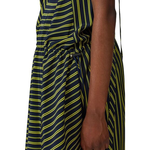 Nina Ricci Striped Asymmetric Trapeze‎ Blue Yellow 100% Silk Dress Sz FR 34 US 0 - Picture 3 of 12